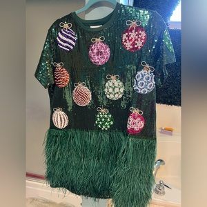 Queen of Sparkles Christmas Ball Feather Dress